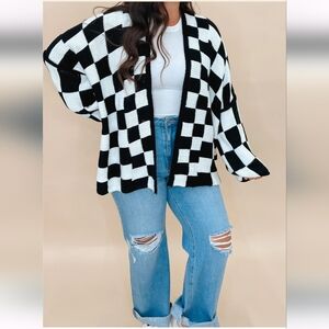 NWOT~Shop Talulah Oaklee Black And White Checkered Cardigan